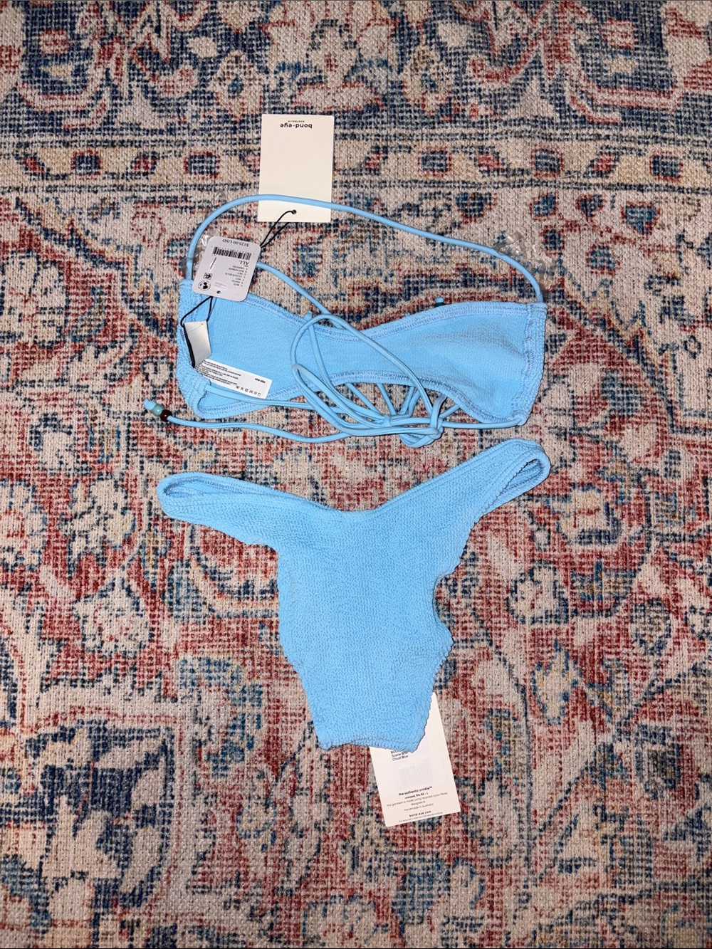 Bond Eye Beaded Piper Bandeau Top + Scene Brief Set in Cloud Blue OS NWT - Picture 5 of 6